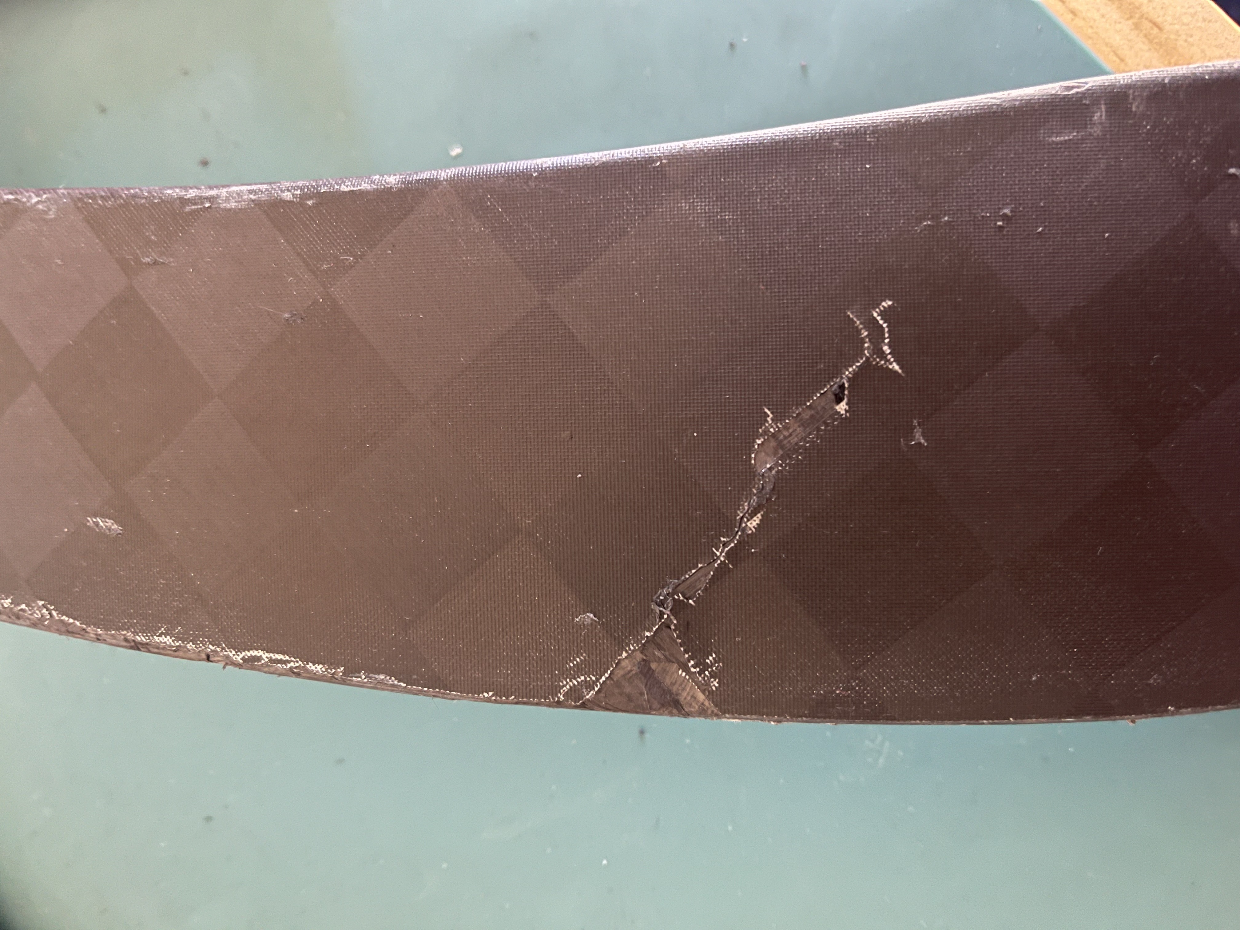 Crack running across the face of the Ribcor blade